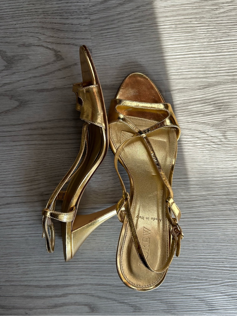 J. Crew Metallic Gold Strappy Heeled Sandals